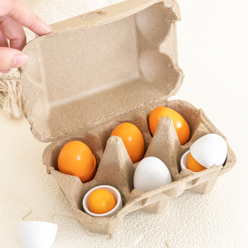 Baby Food Under 1 Year - 6 stuks houten eieren speelgoed ei