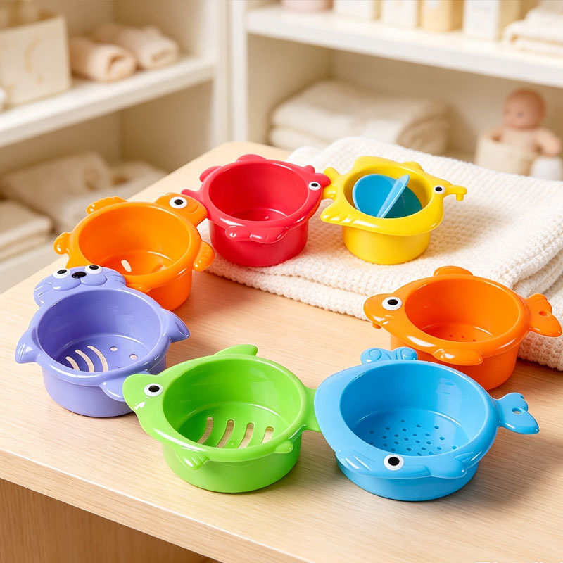 Baby Food Nestum - Babybadspeelgoed Kleurrijke Stapelbekers Educatief Nestelend Waterspeelgoed