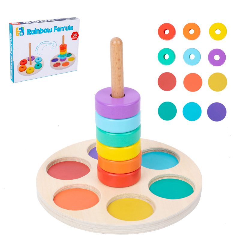 Baby Food Nestum - Baby Houten Regenboog Stapelspeelgoed Montessori Kleurrijke